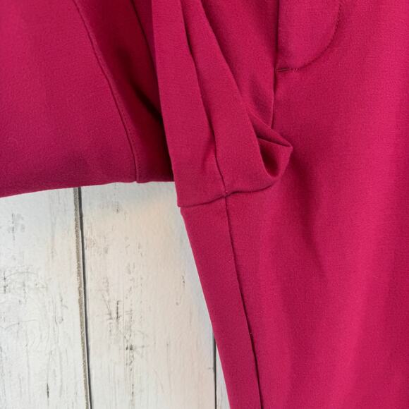 Anthropologie Dark Pink Raspberry The Essential Slim Flare Trousers Pant Size 14 - Picture 7 of 15